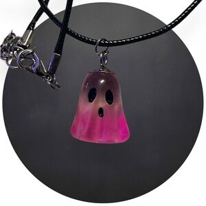 BOGO Clear & Pink Ghost Charm Necklace - Glow in the Dark